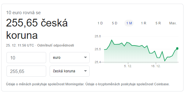 10 EUR to CZK