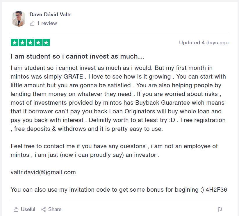 mintos hodnocení trustpilot possitive 5
