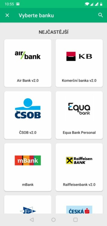 Wallet import české banky