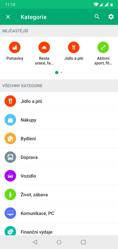wallet kategorie plateb