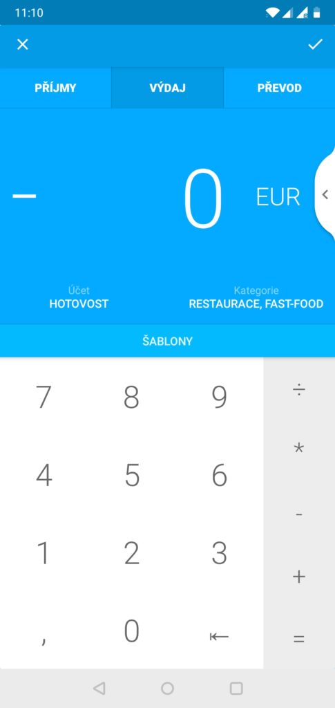 wallet nový záznam