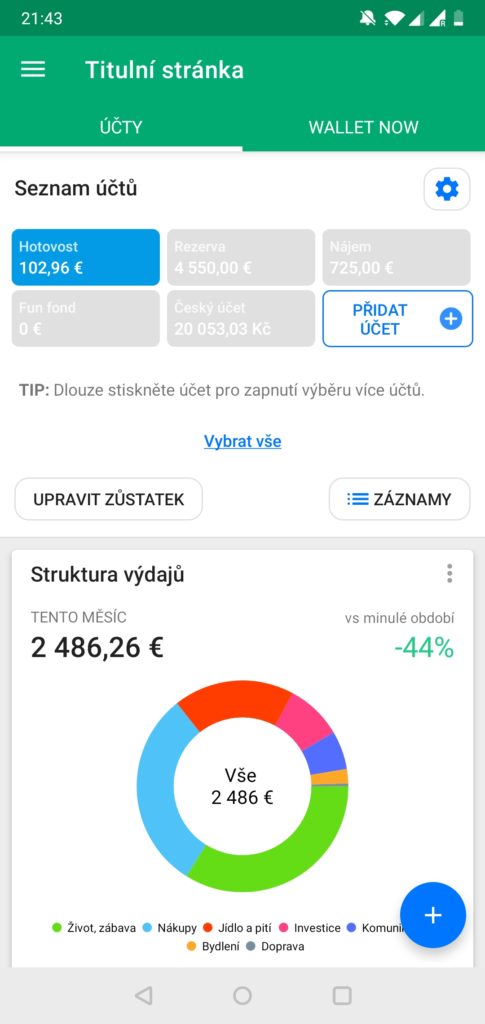 wallet titulní strana