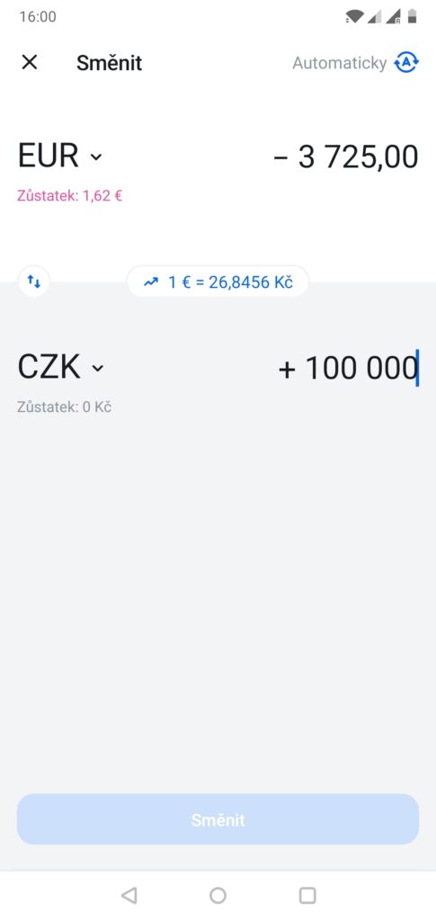 revolut eur to czk