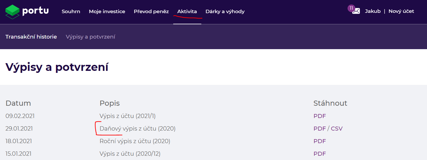 portu daňový servis