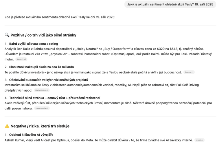 sentiment tesla 2025 chat gpt screenshot
