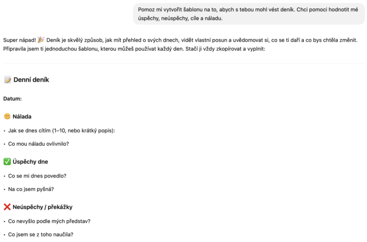 journaling chat gpt screenshot